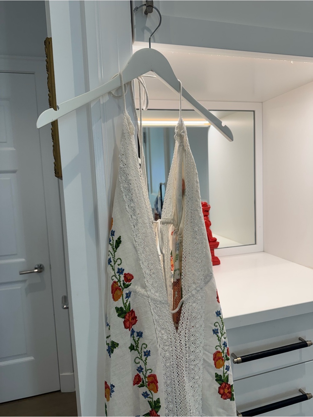 White Embroidered Floral Halter cover up - Picture 4 of 14